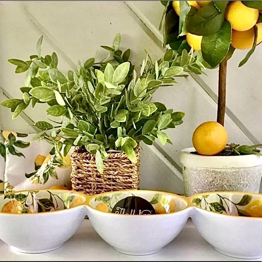Il Mulino Three Condiment/Dipping Bowls Melamine Lemons New